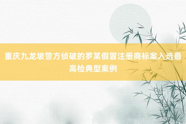重庆九龙坡警方侦破的罗某假冒注册商标案入选最高检典型案例