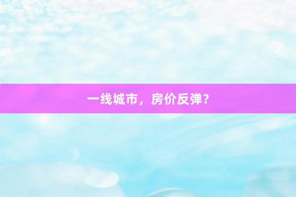 一线城市，房价反弹？