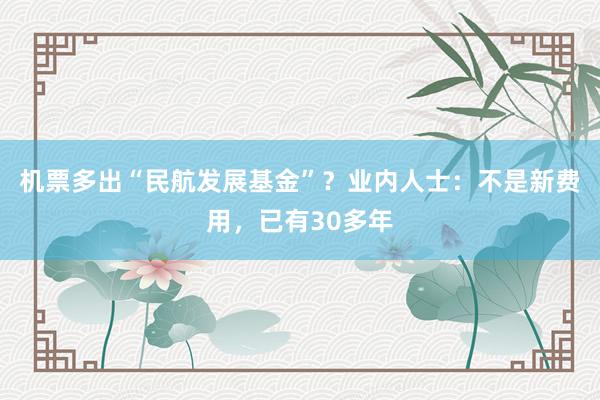 机票多出“民航发展基金”？业内人士：不是新费用，已有30多年