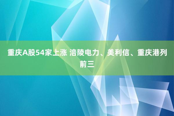 重庆A股54家上涨 涪陵电力、美利信、重庆港列前三